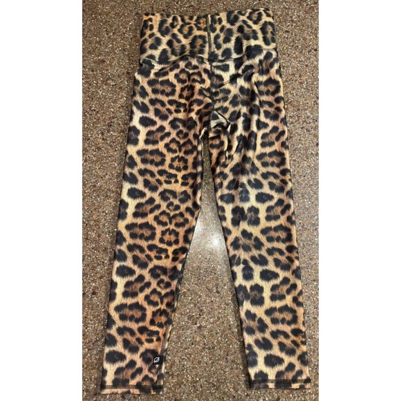 Terez Women's Beige Leopard Goals Activewear Hi-Shine Leggings Pants Size Small - Picture 8 of 14